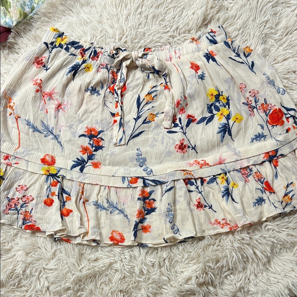 Miss Me Floral Skater Skirt - Cream, Red, Yellow, Blue